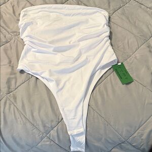 White Strapless bodysuit
